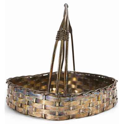 Сухарница Корзинка латунь, серебрение Rust & Hetzel Австро-Венгрия нач. ХХ в. 20x24 см. Австро-Венгрия 1920-е гг