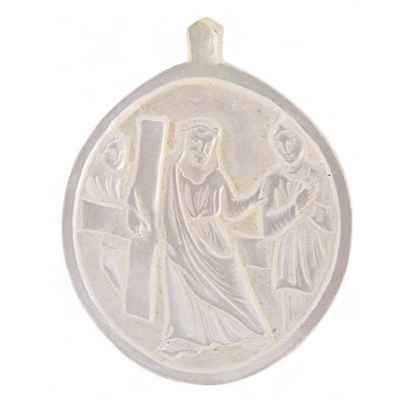 Паломническая иконка на перламутре Несение Креста. Вифлеем. кон. XIX - нач. ХХ в. Святая земля. Вифлеем конец XIX - начало XX вв