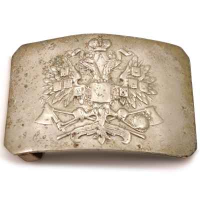 Пряжка Российских инженерных войск латунь, серебрение, 1896-1917 гг. 8x5 см. Российская Империя 1896-1917 гг