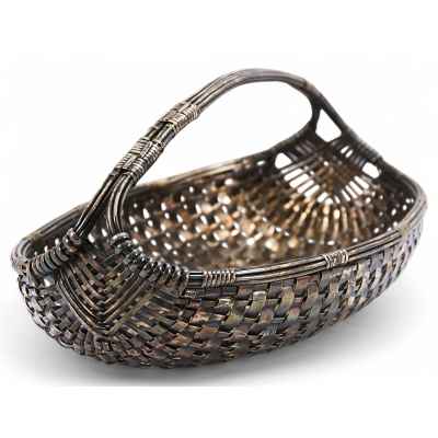 Сухарница Корзинка латунь, серебрение Argentor OX Австро-Венгрия 31,7x18,7 см. Австрия Начало XX века