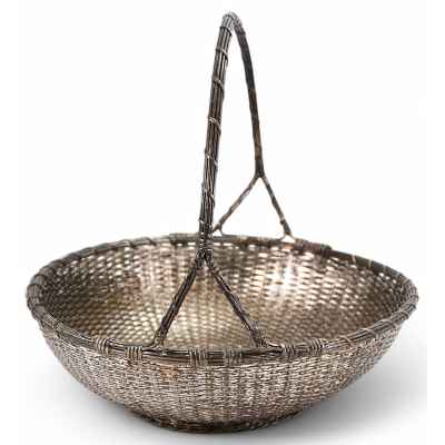 Сухарница Корзина латунь, серебрение Christofle & Сіе Франция пер. пол. ХХ в. 29x31,7 см. Christofle & Сіе Франция 1935-1983 гг