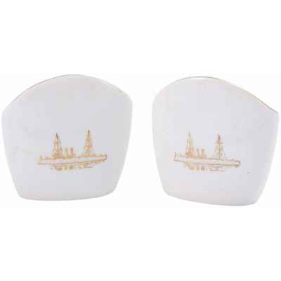 Салфетница «40 лет Октября» обтекаемой формы Ломоносовский Фарфоровый завод после 1957 г