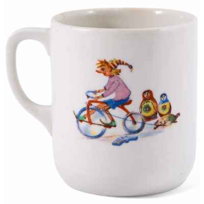 Кружка «Буратино на велосипеде» Дмитровский фарфоровый завод (Вербилки) 1963