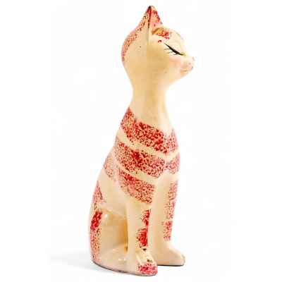 Скульптура Полосатая кошка фаянс, Европа ХХ в. H-19 см. Германия Вторая половина XX века