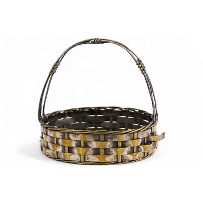 Сухарница Корзинка латунь серебрение Argentor ОХ Австро-Венгрия нач. ХХ в. 12,5x12,6 см. Вена, Австрия Начало XX века