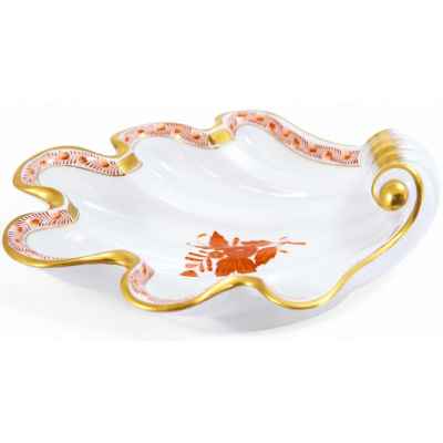 Ваза в виде раковины Apponyi Vert фарфор, Херенд (Herend) Венгрия 1960-86 гг. D-23 см. Херенд, Венгрия 1960 -1986 гг