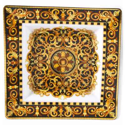 Квадратный лоток Барокко фарфор, Розенталь (Rosenthal х Versace) Германия L-13,2 см. Розенталь-Версаче. Розенталь, Германия после 1993 г