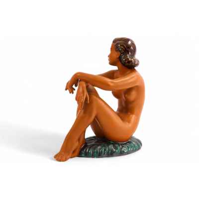 Скульптура Обнаженная керамика, Wiener Keramik Австрия (?) Н-21,5 см. Винер Керамик (?), Австрия 1920-1930 гг