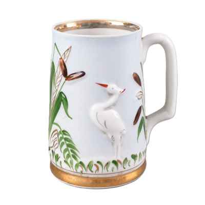 Кружка Цапля фарфор, авт. Ширыкалов Н. Н. Сысертский ф. з. СССР 1975 г. Н-12,7см. Сысертский фарфоровый завод 1975