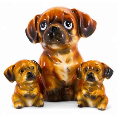 Скульптурная группа Щенки керамика, Европа кон. ХХ в. H-12,5 и 5,8 см Европа ХХ век