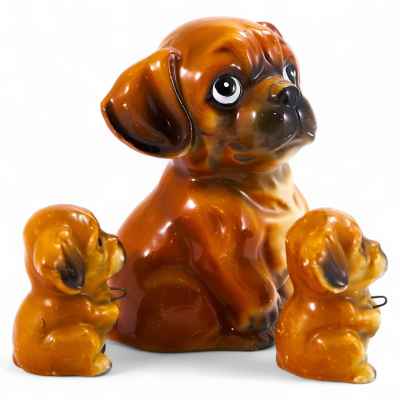 Скульптурная группа Щенки керамика, Европа кон. ХХ в. H-12,5 и 5,8 см Европа ХХ век