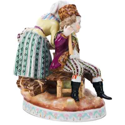 Скульптурная группа Дровосек и крестьянка фарфор Н-14,2 см. Германия. Начало XX века