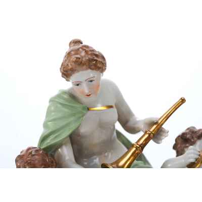 Скульптура Евтерпа и музицирующие путти Sächsische Porzellan-Manufaktur Dresden фарфор Германия Потсшаппель, Германия 1900-е гг