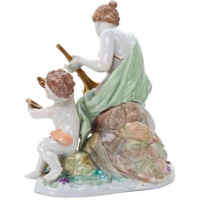 Скульптура Евтерпа и музицирующие путти Sächsische Porzellan-Manufaktur Dresden фарфор Германия Потсшаппель, Германия 1900-е гг