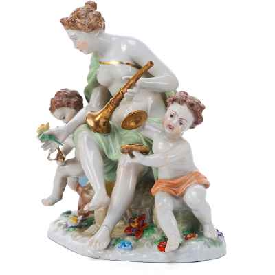 Скульптура Евтерпа и музицирующие путти Sächsische Porzellan-Manufaktur Dresden фарфор Германия Потсшаппель, Германия 1900-е гг