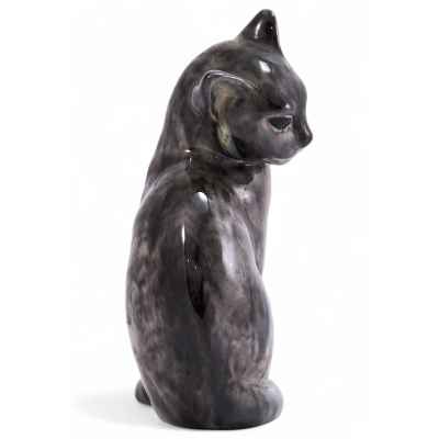 Скульптура Серая кошка керамика, Gmundner Keramik Австрия 1920-30-е гг. Н-18,5 см. Австрия 1920-1930 гг