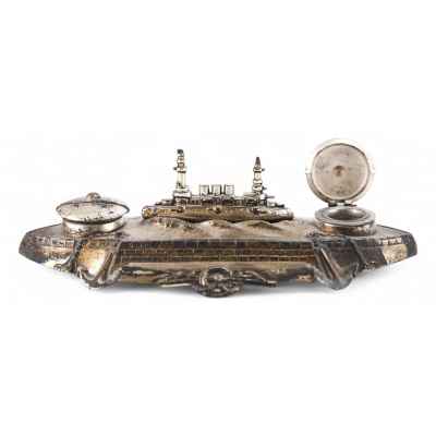 Письменный прибор «Броненосец» серебрение, Франция нач. 20 в Франция Начало XX века