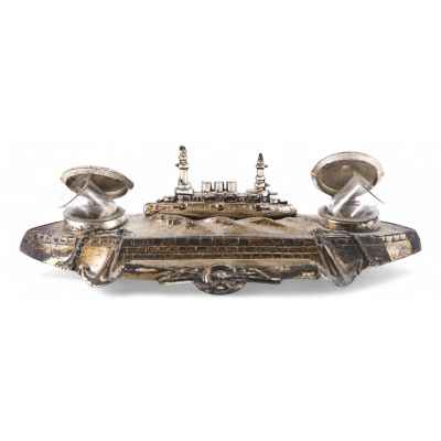 Письменный прибор «Броненосец» серебрение, Франция нач. 20 в Франция Начало XX века