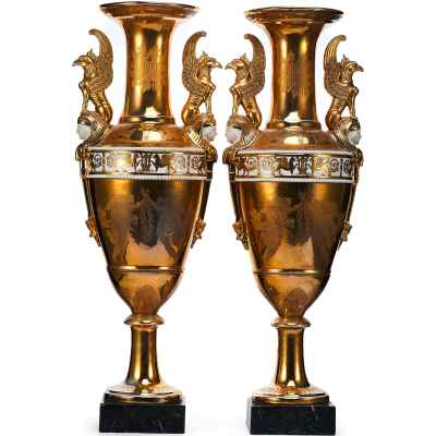 Парные вазы Пейзаж Европа 1-ая четверть  XX века