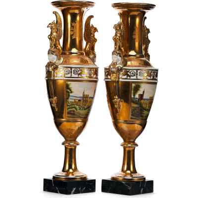 Парные вазы Пейзаж Европа 1-ая четверть  XX века