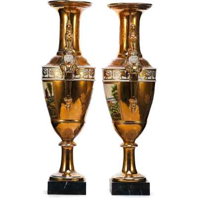 Парные вазы Пейзаж Европа 1-ая четверть  XX века