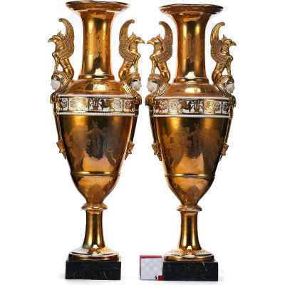 Парные вазы Пейзаж Европа 1-ая четверть  XX века