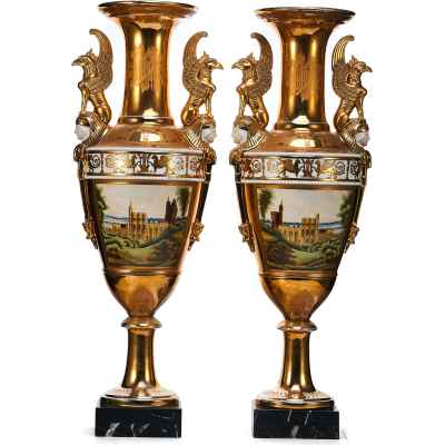 Парные вазы Пейзаж Европа 1-ая четверть  XX века