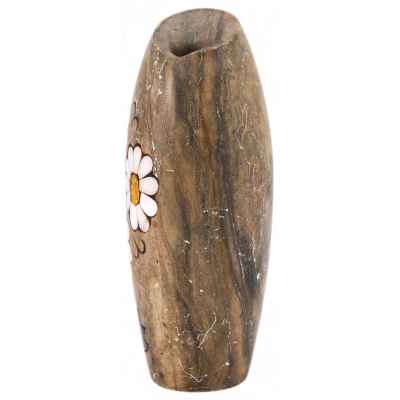 Ваза Ромашки мрамор с флорентийской мозаикой, СССР 1960-70е гг. 5,5х17 см. СССР 1960-1970 гг