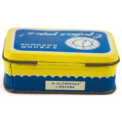 Жестяная коробочка для зубного порошка «С добрым утром» ф-ка х Свобода, г. Москва, СССР 1960-е гг