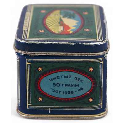 Жестяная коробочка для грузинского чая Главчай, СССР 1946