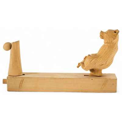 Деревянная подвижная игрушка Стрельба по мишени Богородское 1970-80 гг. 10,8x19,8 см. Село Богородское 1970 —80 гг