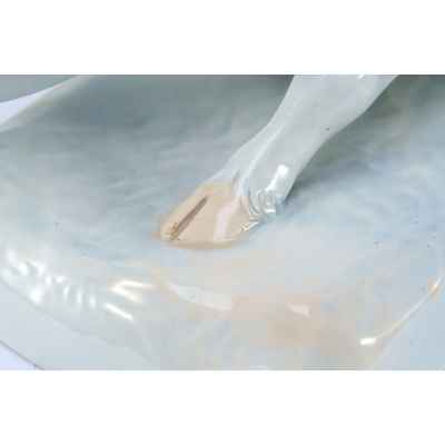 Скульптура Схватка льва с буйволом фаянс Erich Oehme 45х27 см. Европа середина ХХ века