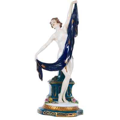 Скульптура Обнаженная фарфор, Е.&А. Müller Германия 1890-1927 гг. Н- 27,8 см. Рудольштадт 1890-1927 гг