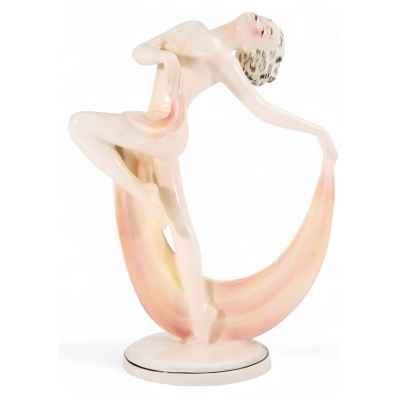 Скульптура Танцовщица фаянс, Хертвиг (Hertwig & Со.) ГДР 1950 гг. Н-28,5 см. Кацухетте, Германия 1950 гг