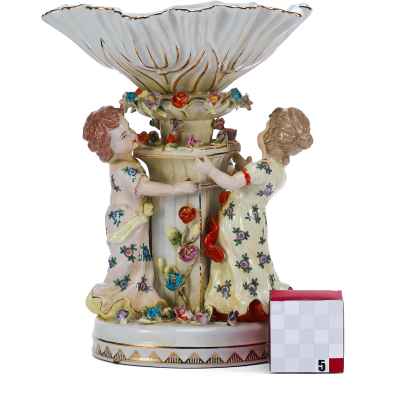 Ваза для фруктов Игра, фарфор роспись Н- 25,7 см. Германия. XX век