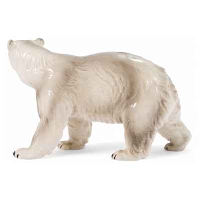 Скульптура Полярный медведь фаянс Европа сер. ХХ в. Н-16,8 см. Европа вторая половина ХХ века