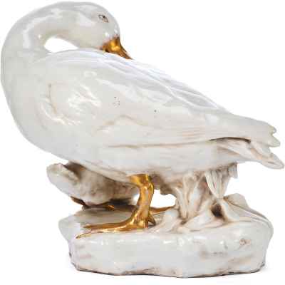 Скульптура Утка с утенком фарфор, Дрессель, Кистер и Ко. (Dressel, Kister & Cie) Германия 1905-22 гг. 23x30,5 см. Пассау, Германия 1905-1922 гг