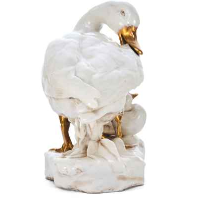 Скульптура Утка с утенком фарфор, Дрессель, Кистер и Ко. (Dressel, Kister & Cie) Германия 1905-22 гг. 23x30,5 см. Пассау, Германия 1905-1922 гг