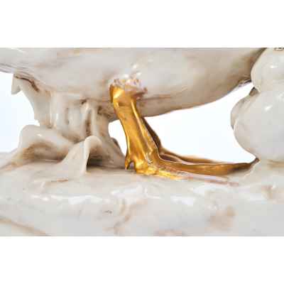 Скульптура Утка с утенком фарфор, Дрессель, Кистер и Ко. (Dressel, Kister & Cie) Германия 1905-22 гг. 23x30,5 см. Пассау, Германия 1905-1922 гг