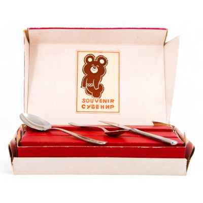 Сувенирный набор столовых приборов 6 персон Олимпийский нерж. сталь, ЧМЗ СССР 1980 г. СССР. Челябинский металлургический завод 1980