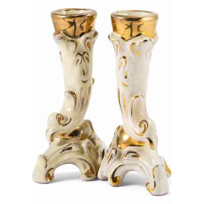 Парные подсвечник в стиле неорококо керамика, глазурь втор. пол. ХХ в. Н-11,7 см. Европа первая половина XX века