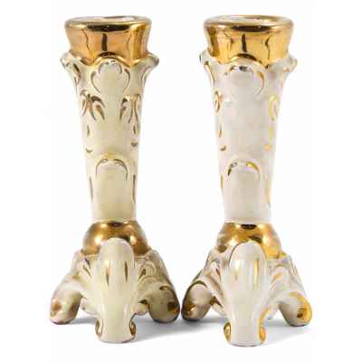 Парные подсвечник в стиле неорококо керамика, глазурь втор. пол. ХХ в. Н-11,7 см. Европа первая половина XX века