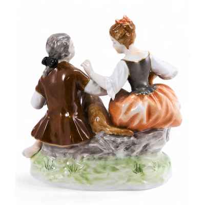 Скульптура Пастушок и цветочница фарфор, Unterweissbach Германия 1953-58 гг. H-15 см. Унтервайсбах, Германия 1953-1958 гг