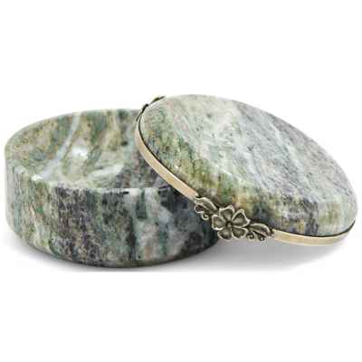 Шкатулка круглая Производственное объединение Уралзолото Рудник имени С.М. Кирова г. Березовск конец 1970 гг