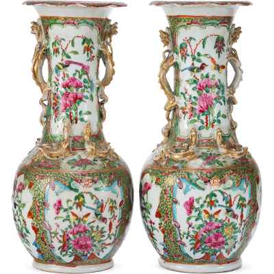Парные вазы «Розы» Китай Вторая половина XIX века