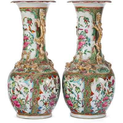 Парные вазы «Розы» Китай Вторая половина XIX века