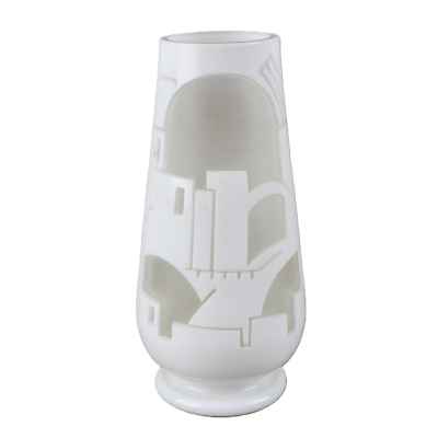 Ваза авторская, футуризм, конструктивизм двухслойное матовое стекло 1920-30-е гг. 23,9x9,7 см.  1920