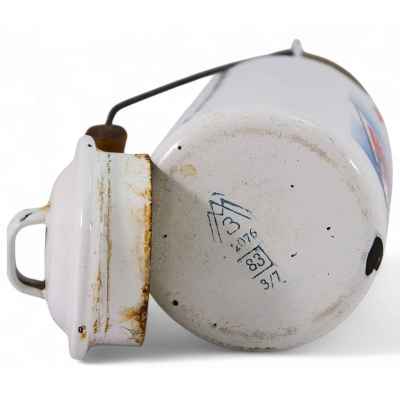 Бидон с крышкой 50 лет Октября сталь, эмаль Лысьва ЛМЗ СССР 1967 г. Н-21,5 см. СССР 1967