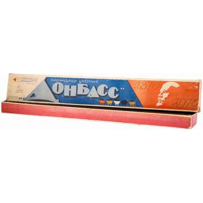 Карандаши сувенирные «Донбасс» в футляре УССР 1970 г. L-60,9 см. Славянская карандашная фабрика УССР 1970