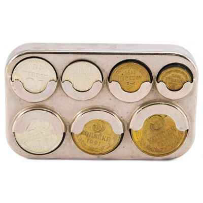 Монетница Выборг черная с набором монет СССР 1991 г пруф Выборг 1980 гг